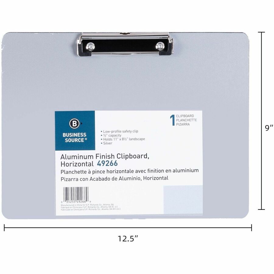Image of Business Source Clipboard, Landscape, Plastic, 9-3/10"x12-1/5"x1/10", SR