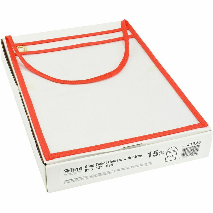 Image of C-Line® 1-Pocket Shop Ticket Holder w/Setrap and Red Stitching, 75-Sheet, 9 x 12, 15/Box