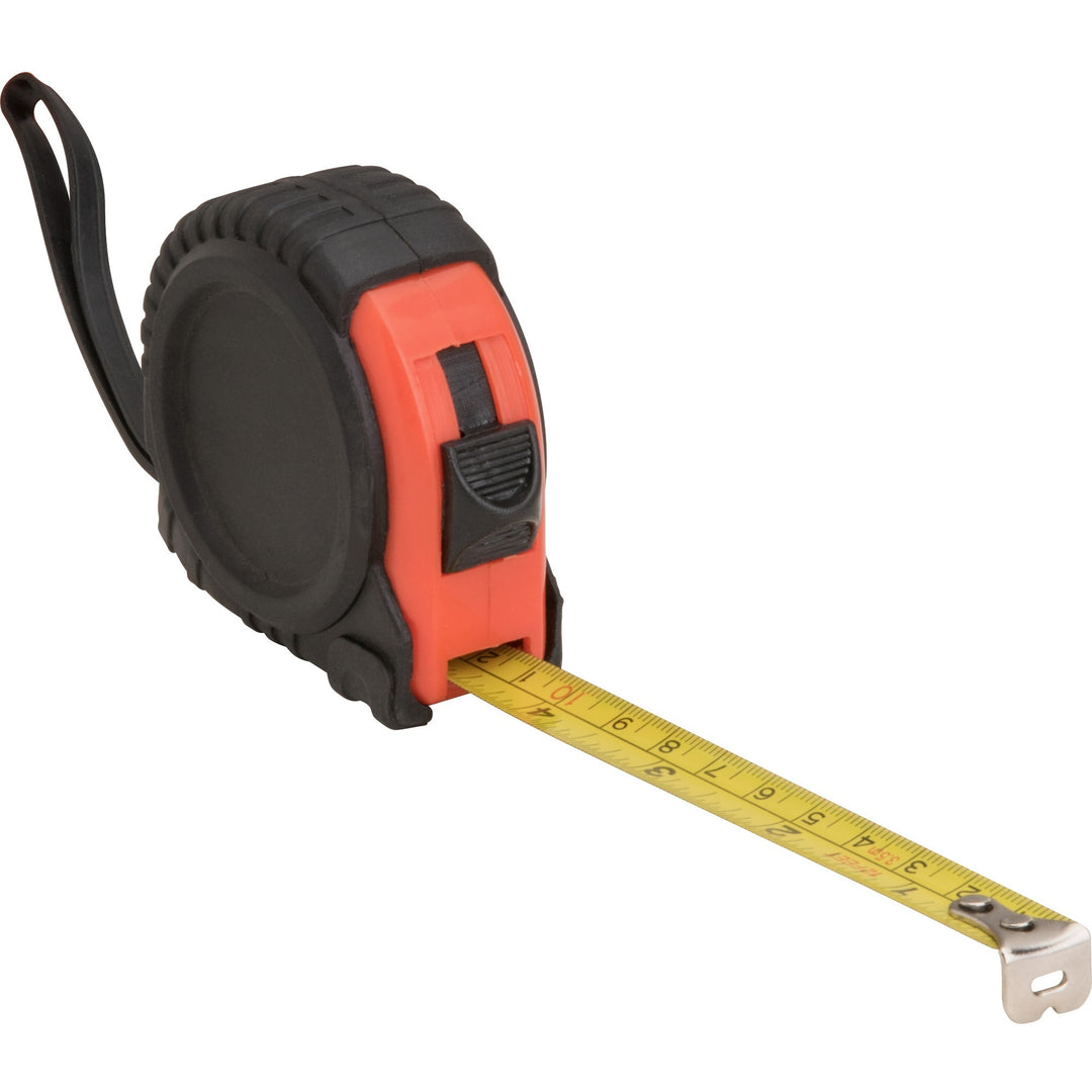 Image of Genuine Joe 11972 Tape Measure, 12 ft Length, Imperial Measuring System, Red, Black, 1 Each