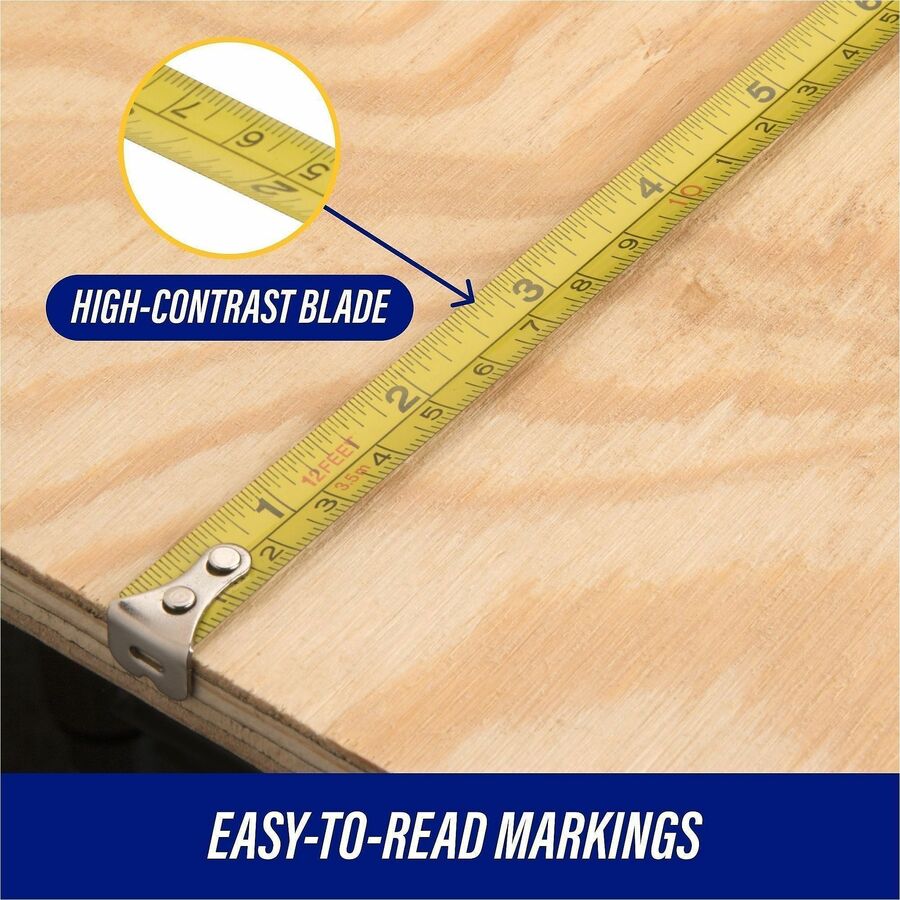 Image of Genuine Joe 11972 Tape Measure, 12 ft Length, Imperial Measuring System, Red, Black, 1 Each