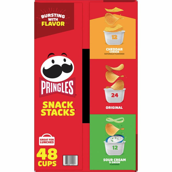 Image of Pringles® Potato Chips; Original; Cheddar Cheese; Sour Cream And Onion, 0.74 Oz Canister, 48/carton