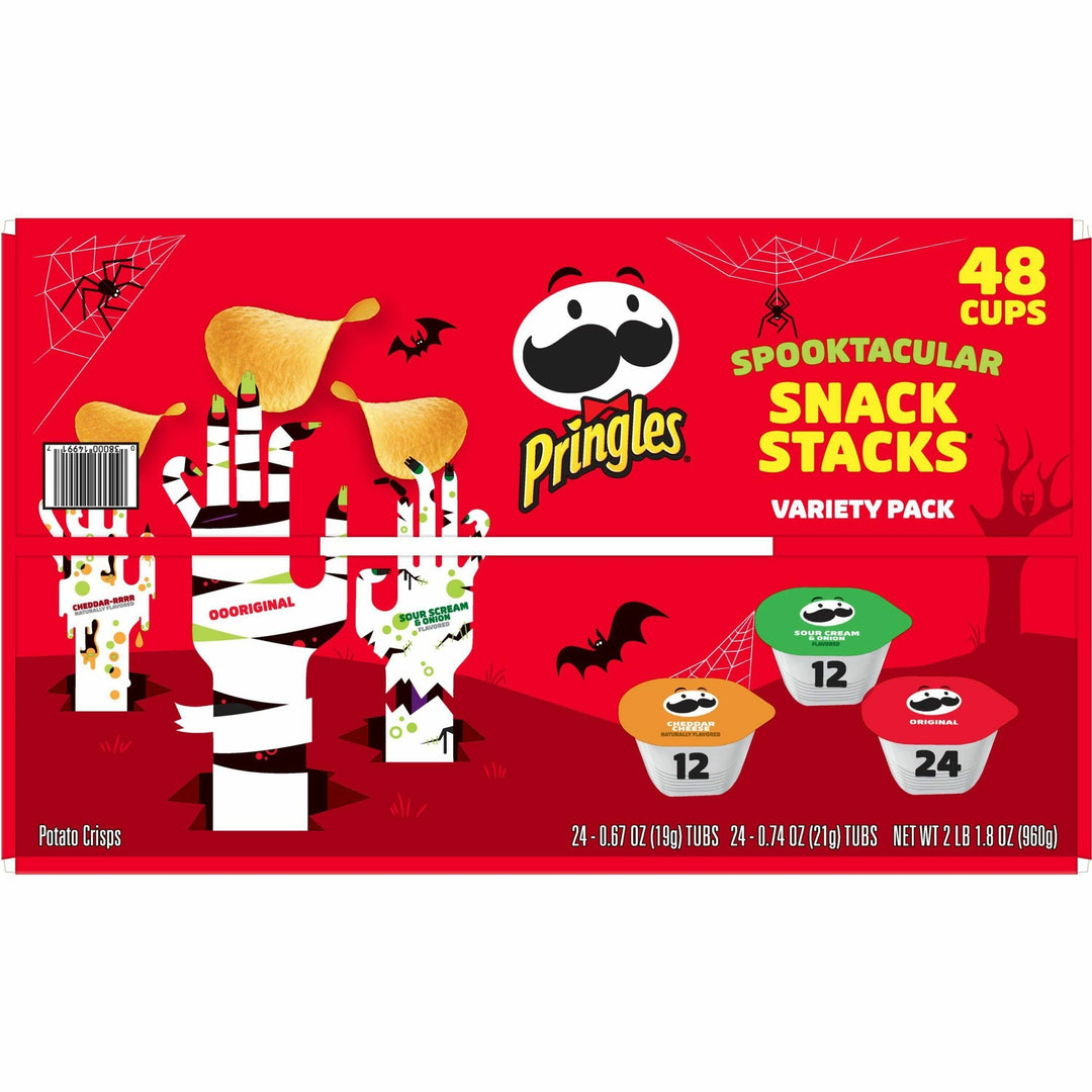 Image of Pringles® Potato Chips; Original; Cheddar Cheese; Sour Cream And Onion, 0.74 Oz Canister, 48/carton