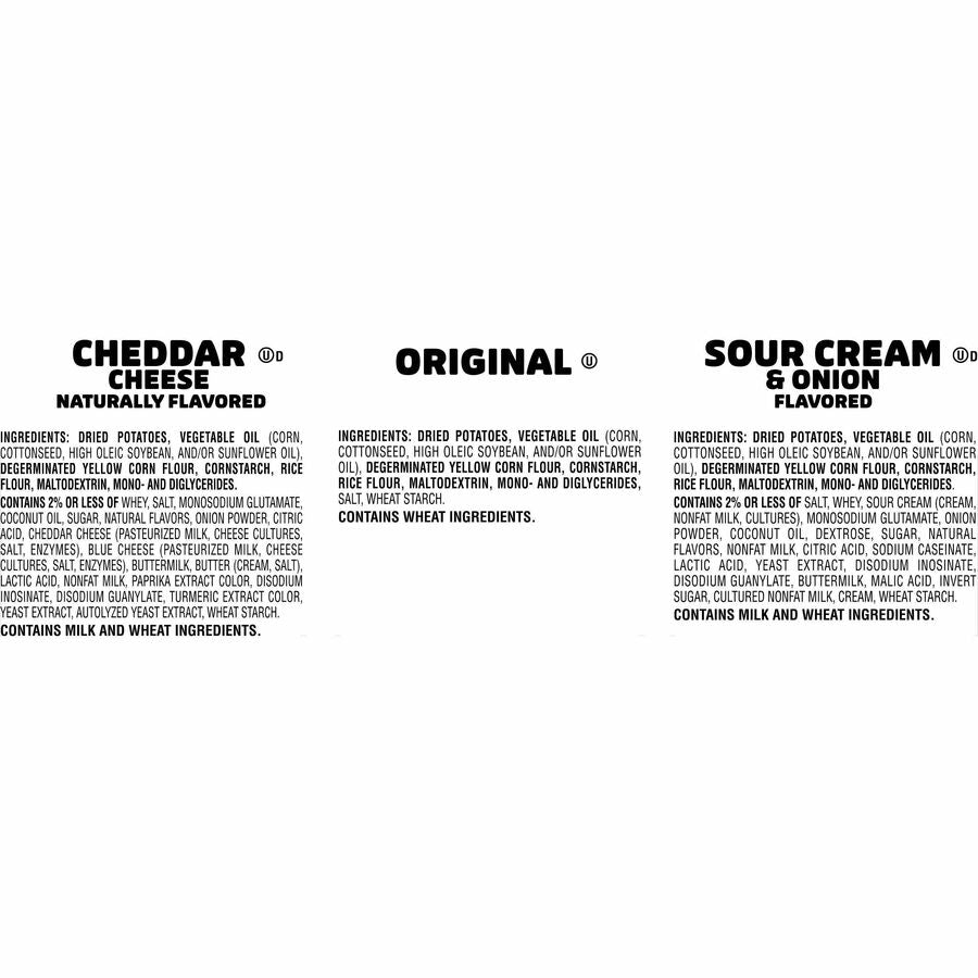 Image of Pringles® Potato Chips; Original; Cheddar Cheese; Sour Cream And Onion, 0.74 Oz Canister, 48/carton