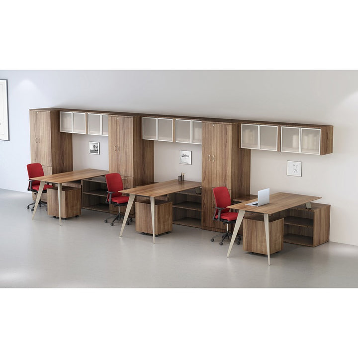 Image of Lorell Pedestal, Mobile, B/F, 15-3/4"x19-7/8"x22-7/8", Walnut