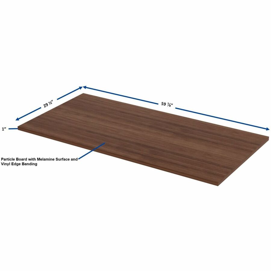 Image of Lorell Tabletop, Height-Adjustable, 60"x30"x1", Walnut