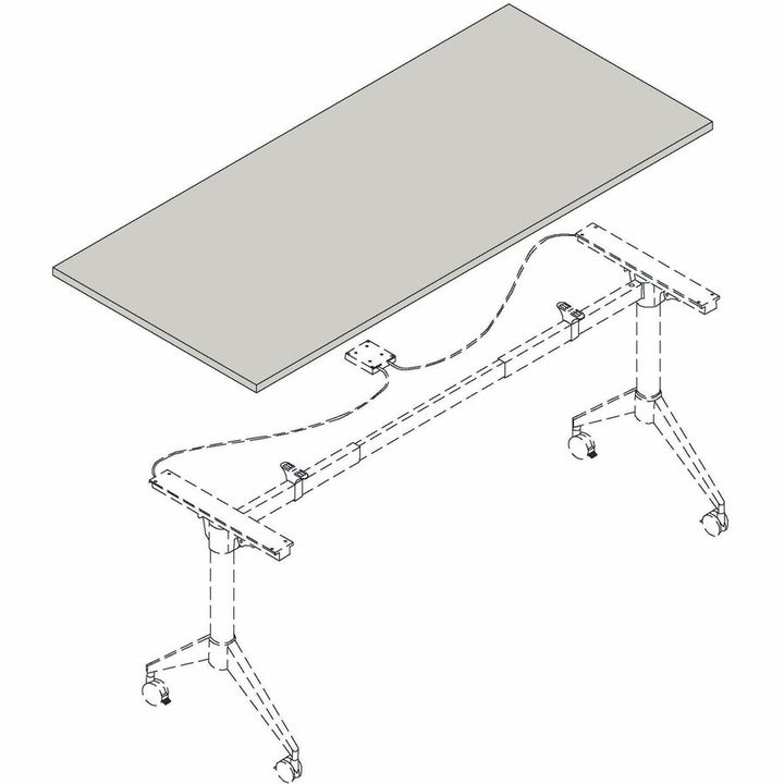 Image of Lorell Tabletop, Height-Adjustable, 60"x30"x1", Walnut