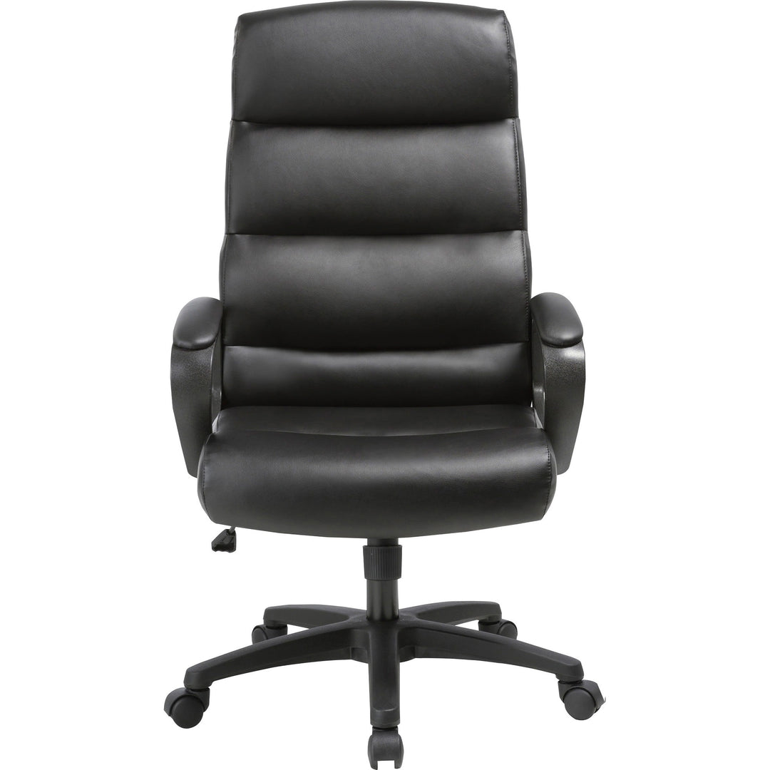Image of Lorell High-Back, Leather, 25"Wx26-1/2"Lx46-1/2"H, Black