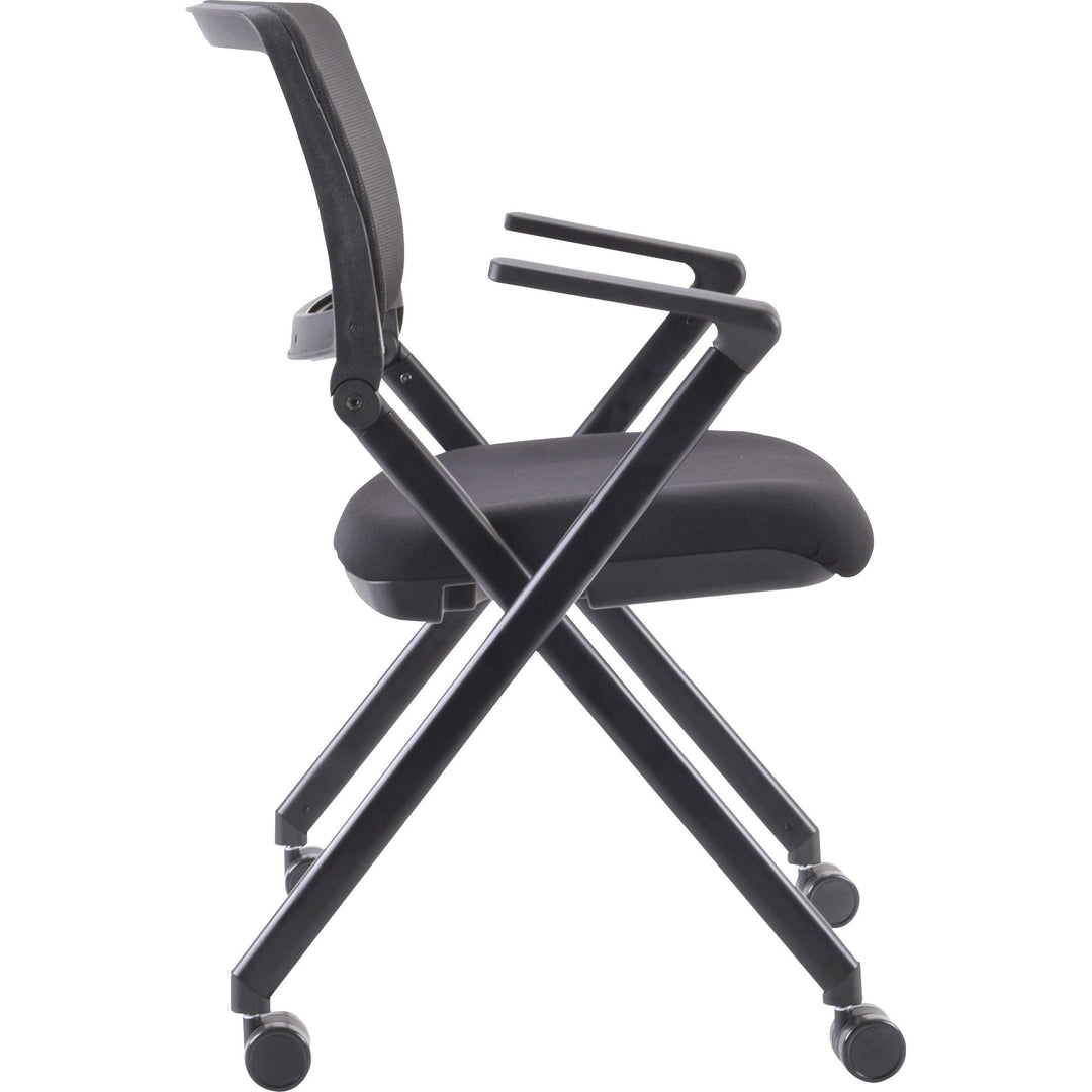 Image of Lorell Nesting Chairs w/Arms, 24-3/8"x22-7/8"x35-3/8", 2/CT, BK