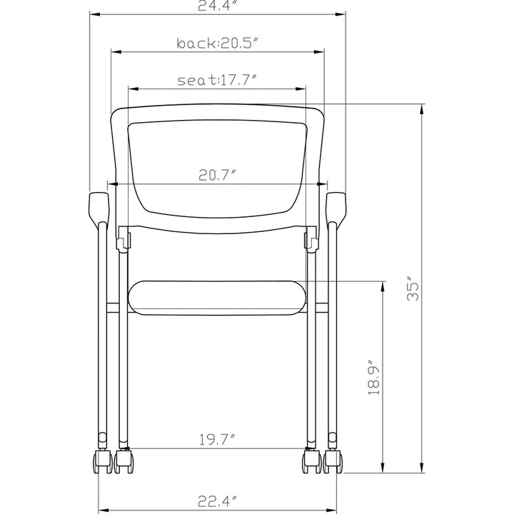 Image of Lorell Nesting Chairs w/Arms, 24-3/8"x22-7/8"x35-3/8", 2/CT, BK