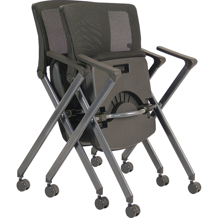 Image of Lorell Nesting Chairs w/Arms, 24-3/8"x22-7/8"x35-3/8", 2/CT, BK