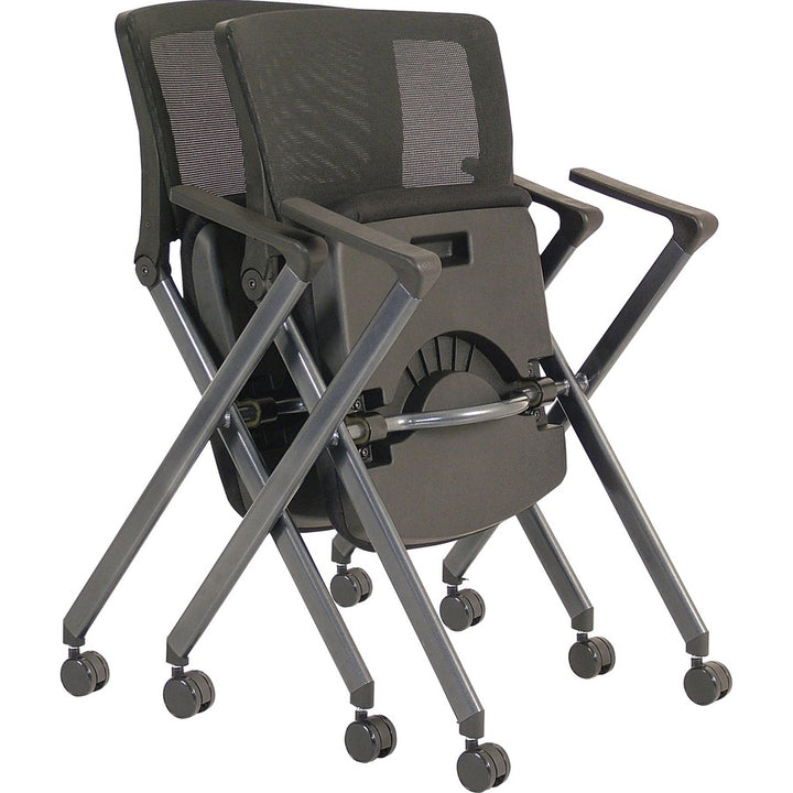 Image of Lorell Nesting Chairs w/Arms, 24-3/8"x22-7/8"x35-3/8", 2/CT, BK