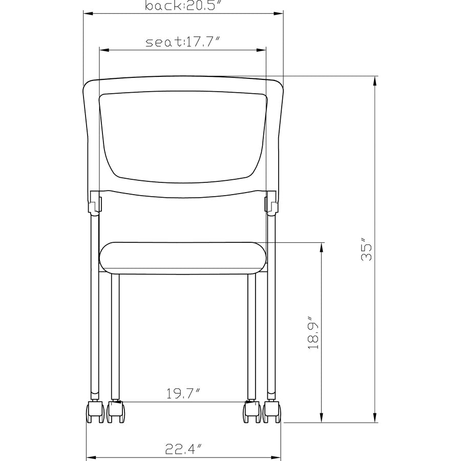 Image of Lorell Nesting Chairs, Mobile, 20-1/4"x22-7/8"x35-3/8", 2/CT, BK