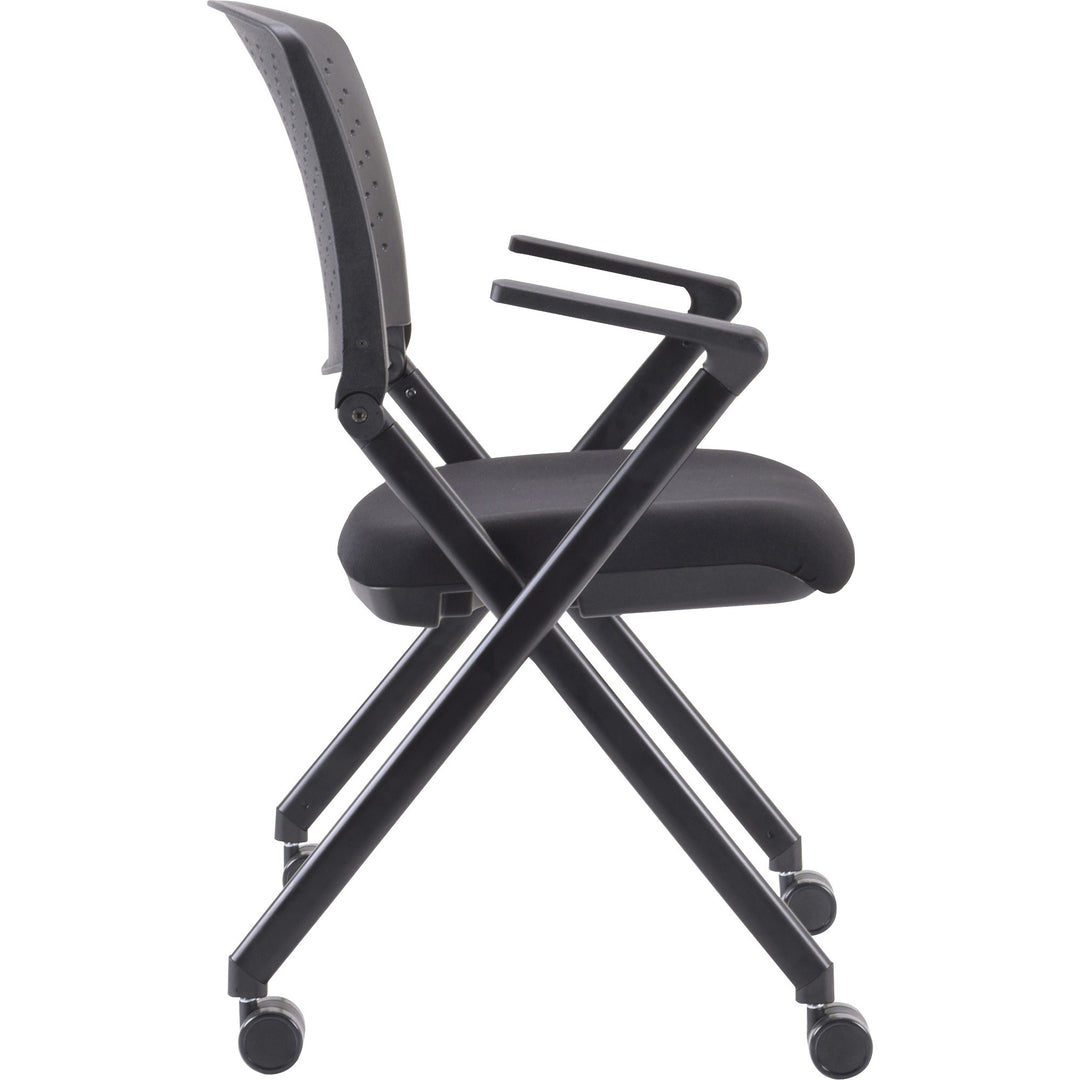 Image of Lorell Nesting Chairs w/Arms, 24-3/8"x22-7/8"x35-3/8", 2/CT, BK