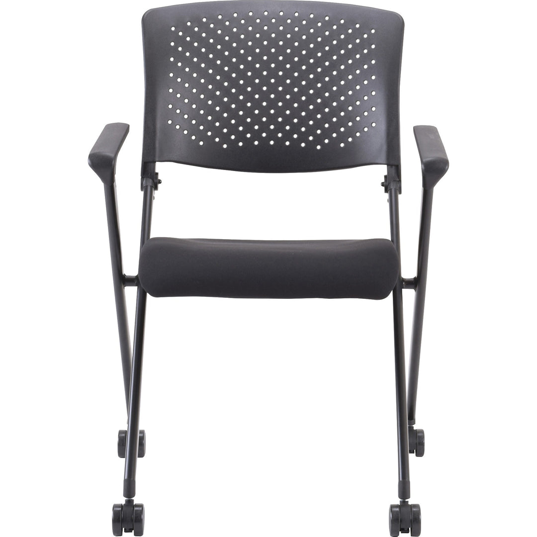 Image of Lorell Nesting Chairs w/Arms, 24-3/8"x22-7/8"x35-3/8", 2/CT, BK