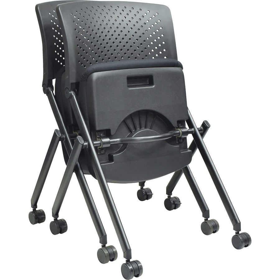 Image of Lorell Nesting Chairs, Mobile, 24-3/8"x22-7/8"x35-3/8", 2/CT, BK