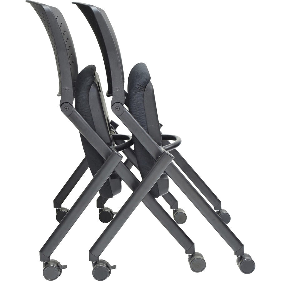 Image of Lorell Nesting Chairs, Mobile, 24-3/8"x22-7/8"x35-3/8", 2/CT, BK