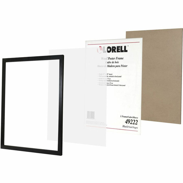 Image of Lorell 49222 Solid Wood Poster Frame, 22" x 28" Frame Size, Rectangle, Horizontal, Vertical, Black, 1 Each