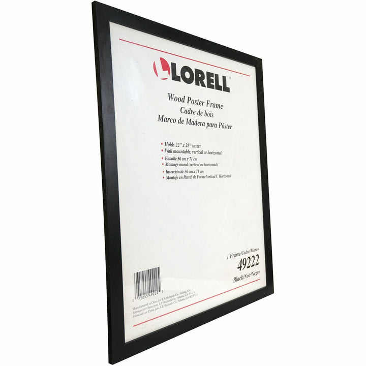 Image of Lorell 49222 Solid Wood Poster Frame, 22" x 28" Frame Size, Rectangle, Horizontal, Vertical, Black, 1 Each