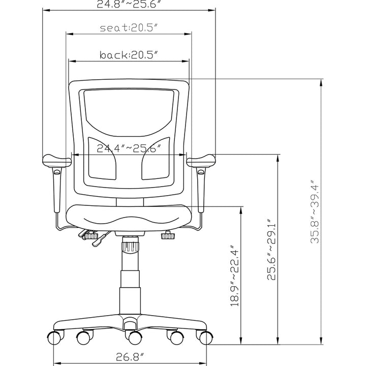 Image of Lorell Executive Chair, Mid-Back, 26-3/4"x26"x39-3/8", Black
