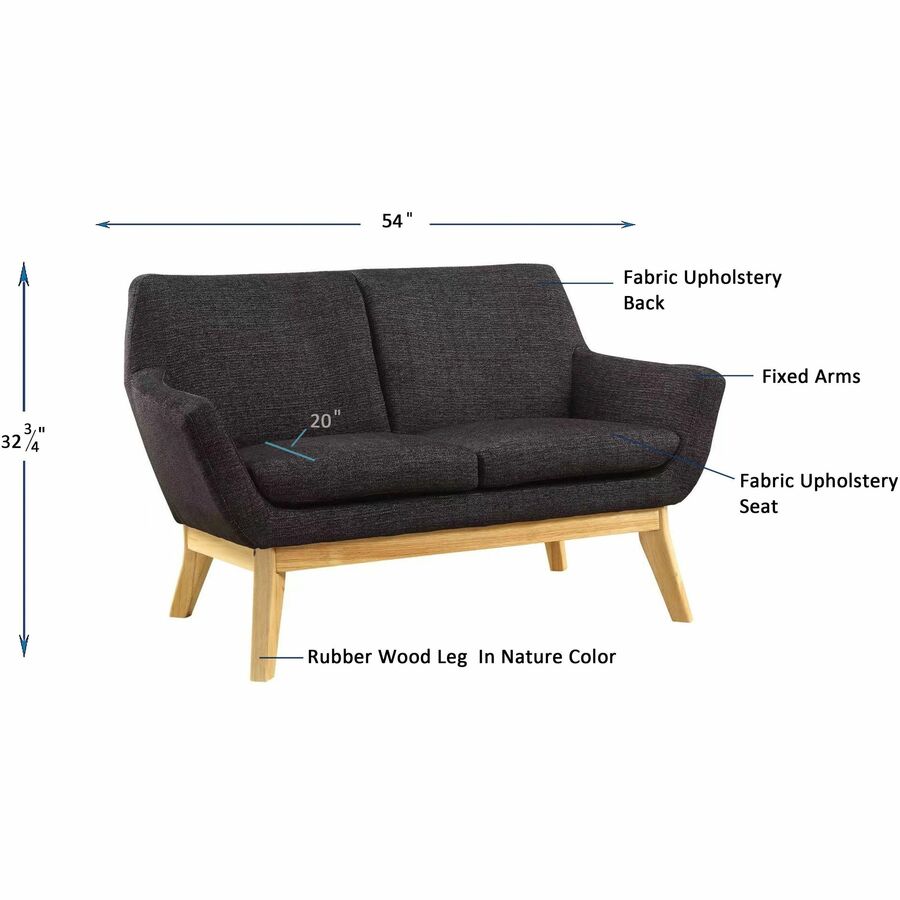Image of Lorell Loveseat, Lumbar Support, 19-3/4"Wx53-1/10"Lx32-3/4"H, BK/NL