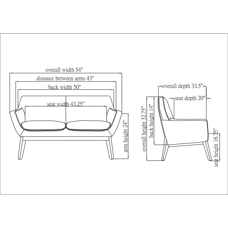 Image of Lorell Loveseat, Lumbar Support, 19-3/4"Wx53-1/10"Lx32-3/4"H, BK/NL