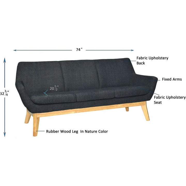 Image of Lorell Sofa, Lumbar Support, 73-1/4"Wx19-3/4"Lx32-3/4"H, BK/NL