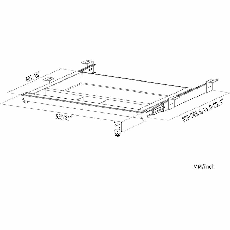 Image of Lorell Drawer, 4-Compartment, 21"x16"x2", Black