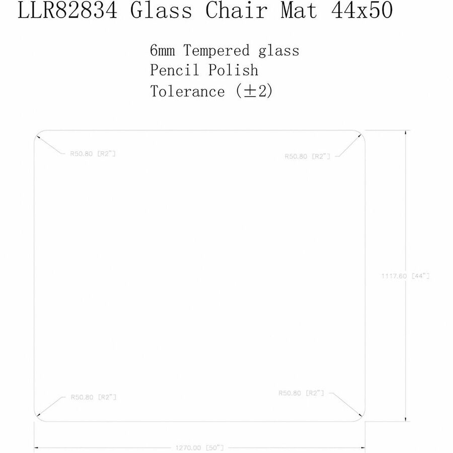 Image of Lorell Chairmat, Tempered Glass, 44"Wx50"Lx1/4"H, Clear