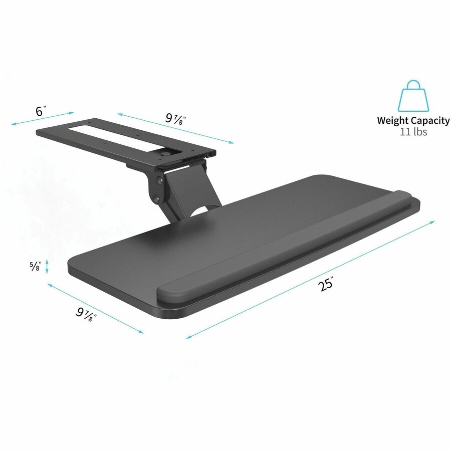 Image of Lorell Keyboard Tray, Mountable, 10-9/10"Wx28-1/2"Lx5"H, Black