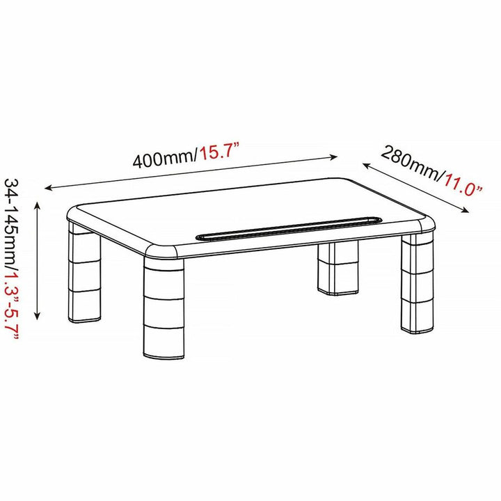 Image of Lorell Monitor Riser,Height-Adj,19-3/4"x7-9/10"x1-1/4"-5-3/4",BK
