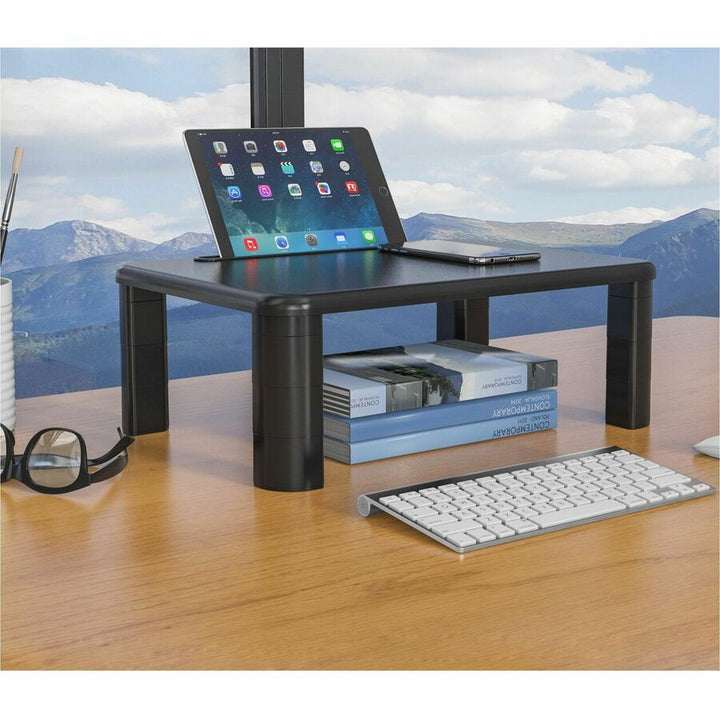 Image of Lorell Monitor Riser,Height-Adj,19-3/4"x7-9/10"x1-1/4"-5-3/4",BK