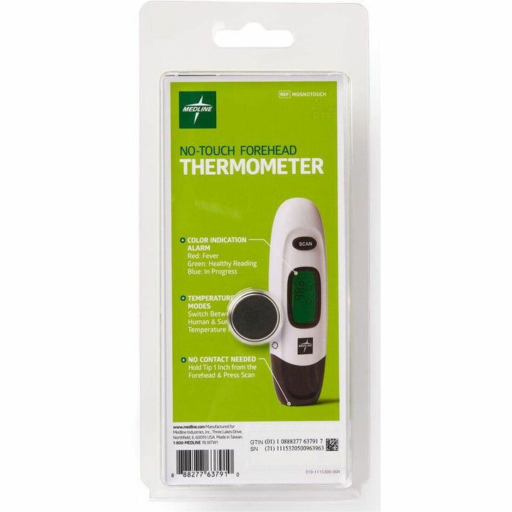 Image of Medline Forehead Thermometer, No Touch, 3-3/10"Wx7-1/4"Lx1-2/5"H, WE