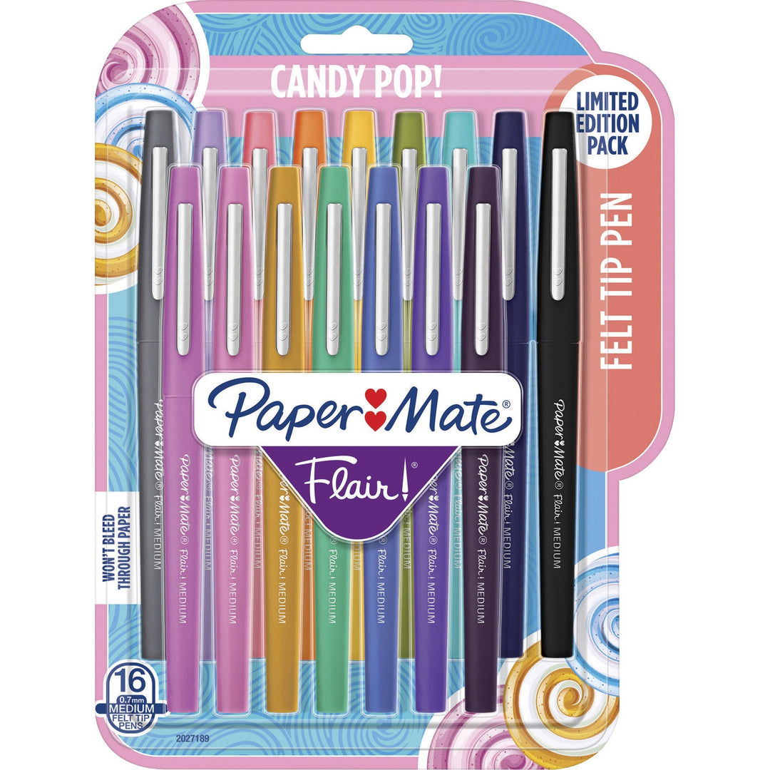 Image of Paper Mate® Pen, Felt Tip, 0.7mm, 5-3/4"Wx9/10"Lx7-3/5"H, 16/PK, AST