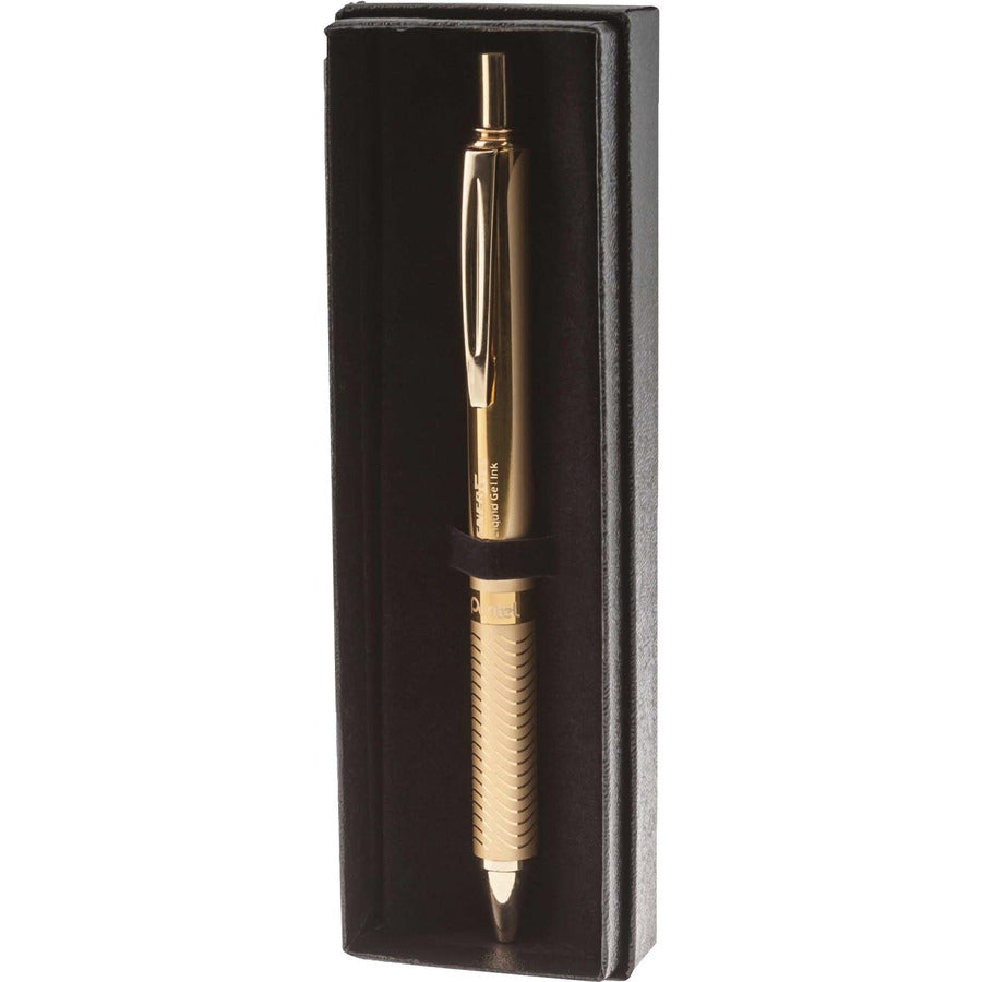 Image of Pentel® Energel Alloy Gel Pen, Retractable, Medium 0.7 Mm, Black Ink, Gold Barrel