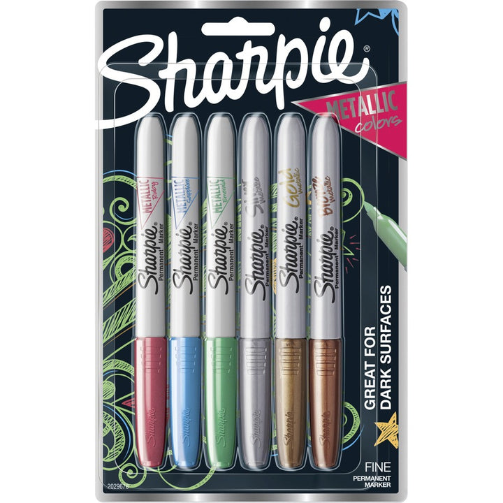 Image of Sharpie 2029678 Metallic Permanent Marker, Fine Pen Point, Alcohol Based, 6 / Set