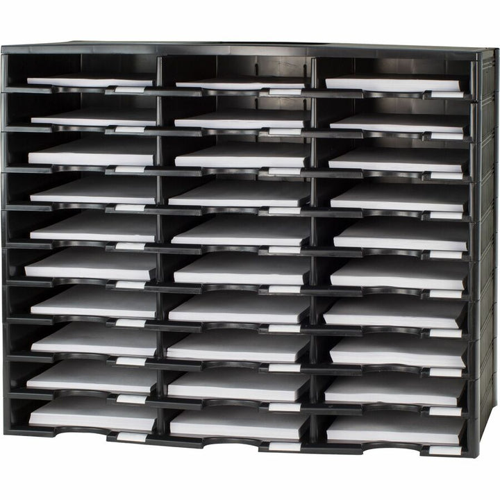 Image of Storex Literature Sorter, 30 Comp, 14-1/10"Wx31-2/5"Lx25-1/2"H, BK