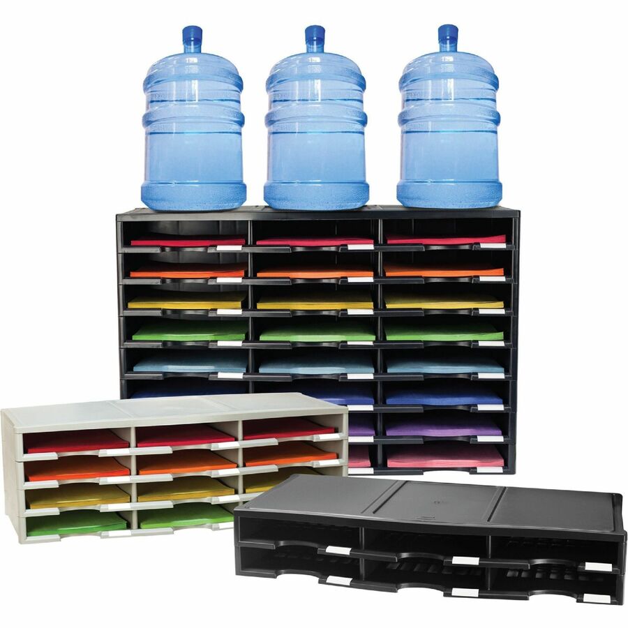 Image of Storex Literature Sorter, 30 Comp, 14-1/10"Wx31-2/5"Lx25-1/2"H, BK