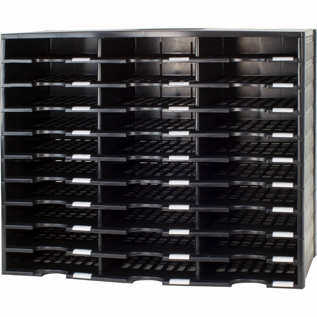 Image of Storex Literature Sorter, 30 Comp, 14-1/10"Wx31-2/5"Lx25-1/2"H, BK