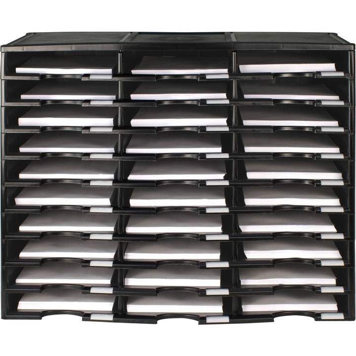 Image of Storex Literature Sorter, 30 Comp, 14-1/10"Wx31-2/5"Lx25-1/2"H, BK