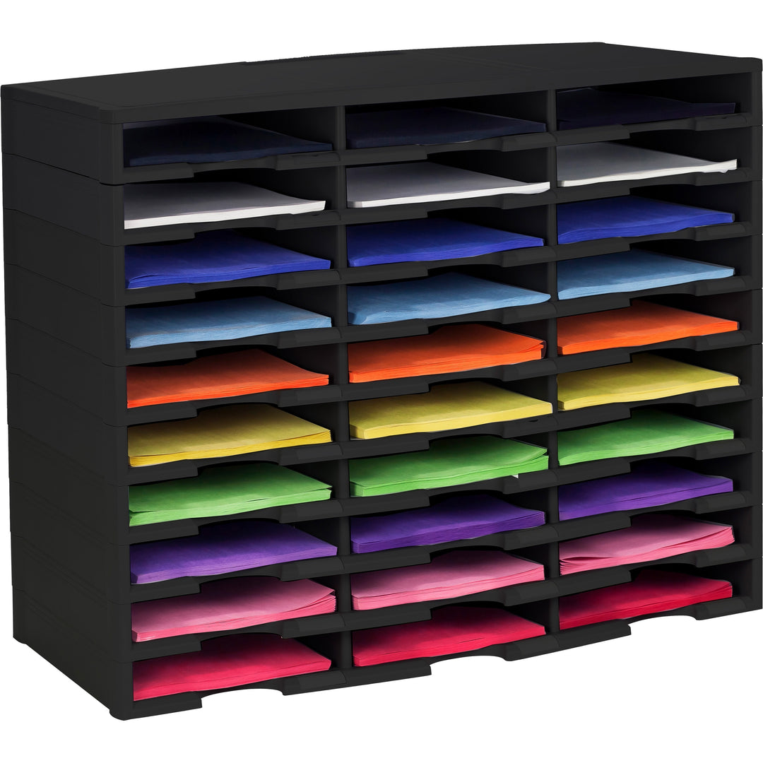 Image of Storex Literature Sorter, 30 Comp, 14-1/10"Wx31-2/5"Lx25-1/2"H, BK