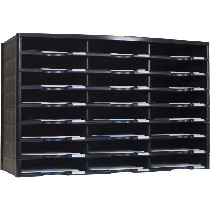 Image of Storex Literature Sorter, 24 Comp, 14-1/10"Wx31-2/5"Lx20-1/2"H, BK