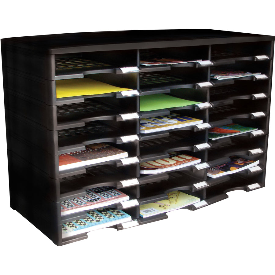 Image of Storex Literature Sorter, 24 Comp, 14-1/10"Wx31-2/5"Lx20-1/2"H, BK