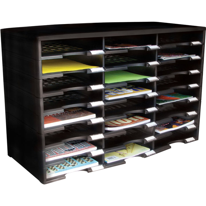 Image of Storex Literature Sorter, 24 Comp, 14-1/10"Wx31-2/5"Lx20-1/2"H, BK