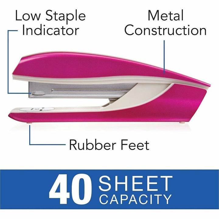 Image of Swingline® Stapler, 40-Sheet Cap, 2-1/2"x1-4/5"x8-1/10", Pink/White