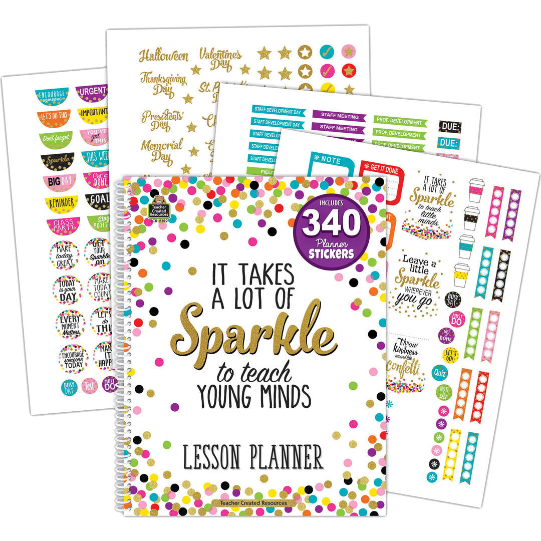Image of Teacher Created Resources Lesson Planner w/Stickers, Confetti, 8-1/2"x11", Multi