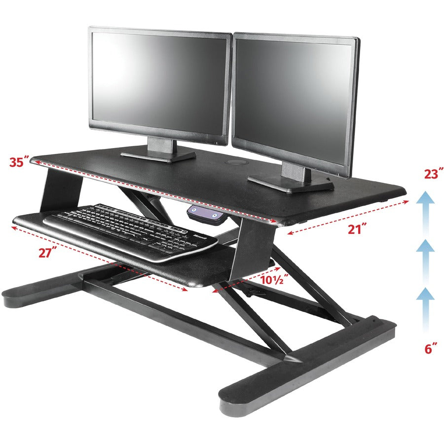 Image of Kantek Desk Riser, Electric, Sit-Stand, 35"x26"x6-3/10"-23-2/5",BK