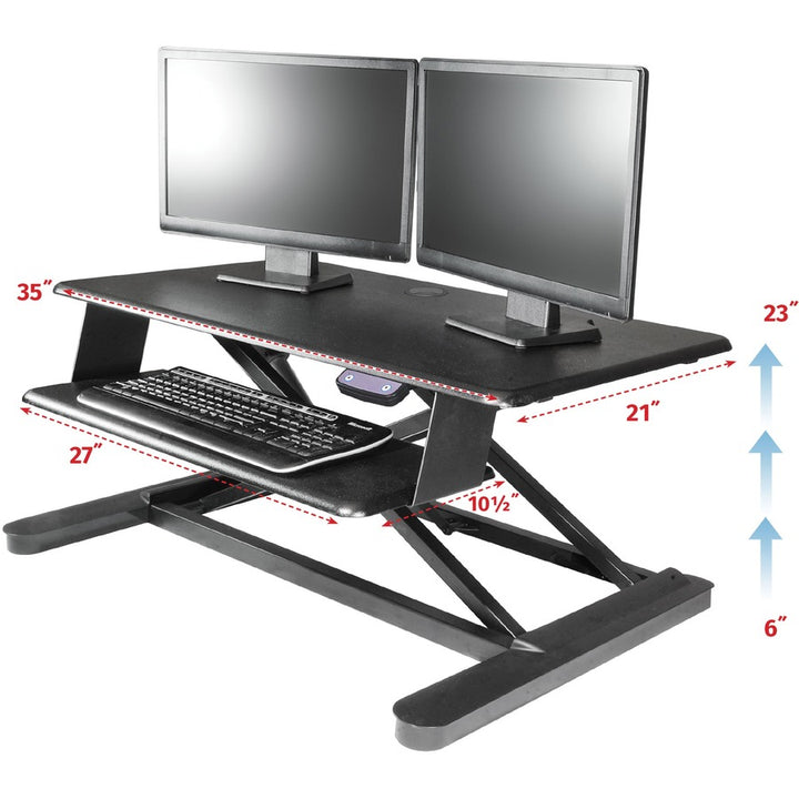 Image of Kantek Desk Riser, Electric, Sit-Stand, 35"x26"x6-3/10"-23-2/5",BK