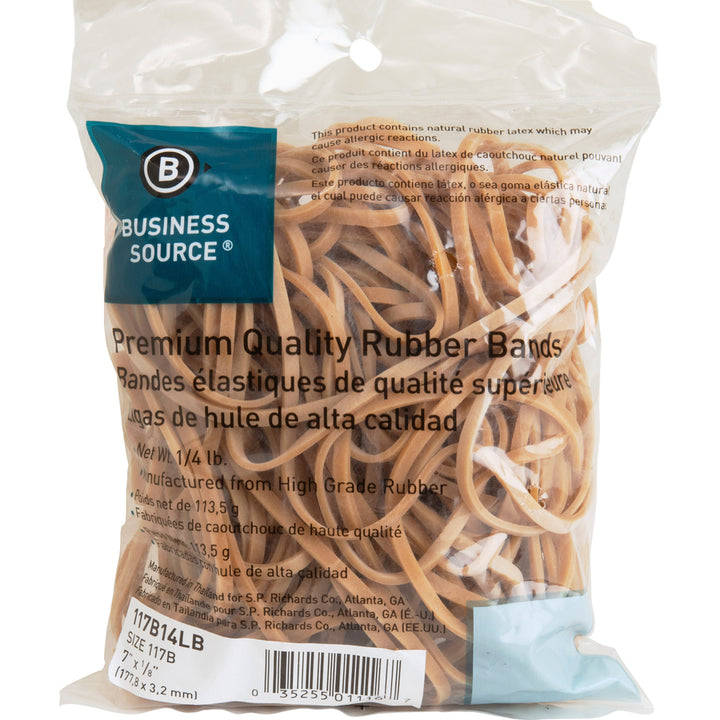 Image of Business Source Rubber Bands,1/4 lb.,Approx. 62/BG,Size 117B, 7"x1/8",NL