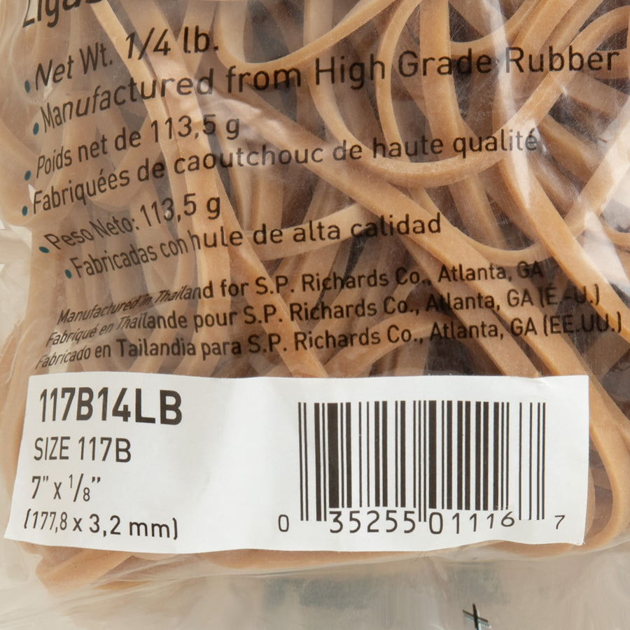 Image of Business Source Rubber Bands,1/4 lb.,Approx. 62/BG,Size 117B, 7"x1/8",NL