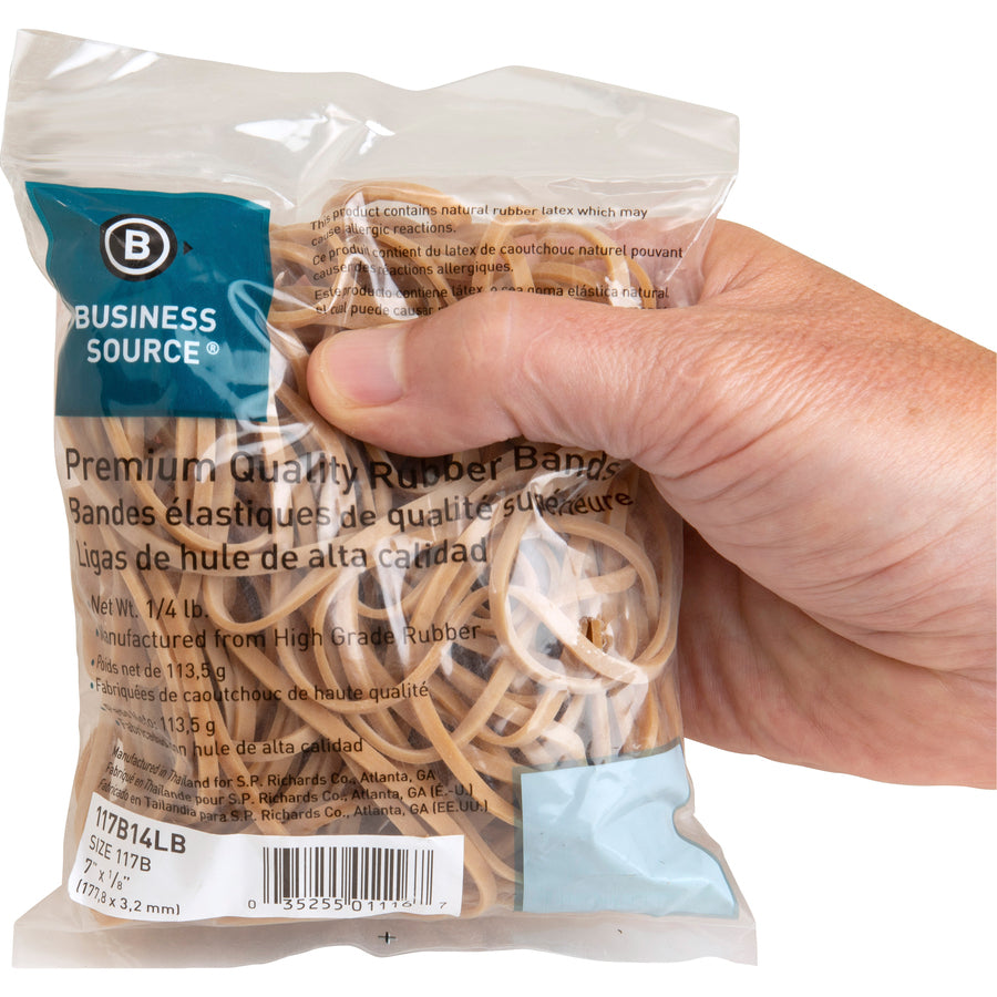 Image of Business Source Rubber Bands,1/4 lb.,Approx. 62/BG,Size 117B, 7"x1/8",NL